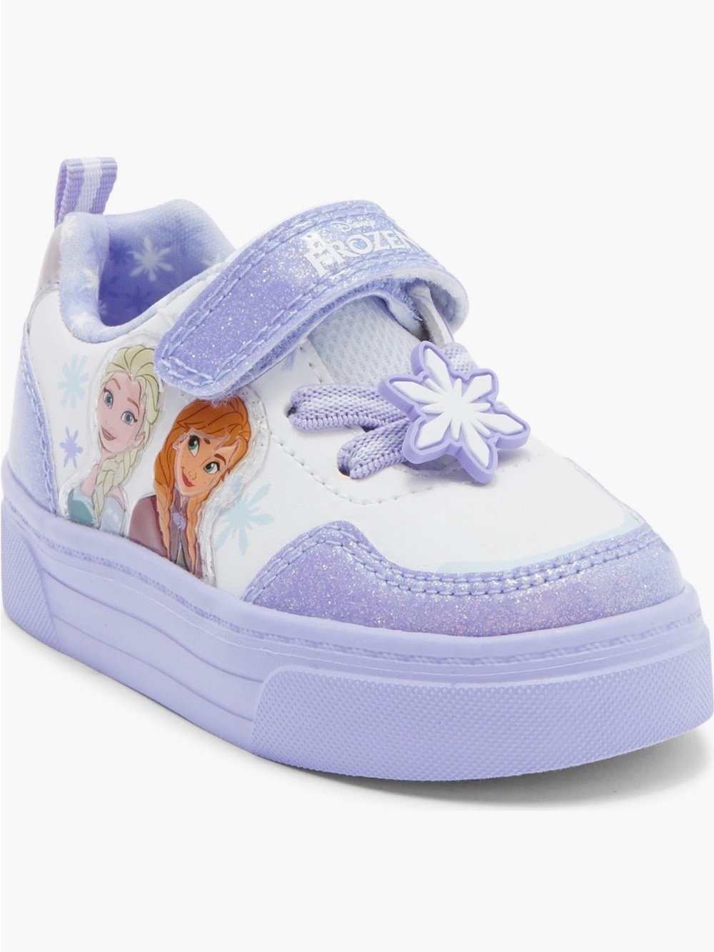 Frozen Lavender Glitter Hook-and-Loop Sneakers